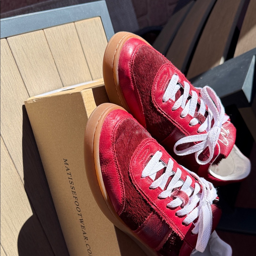 Matisse Red Sneakers with White Laces